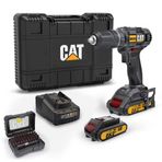 Cat DX155.1SET 18 V 2.0 Ah Li-Ion Çift Akülü Profesyonel Şarjlı Darbeli Matkap+DA01901 32 Parça Vidalama Uç Seti