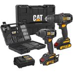 Cat Dxk201 18Volt/2.0Ah Li-Ion Çift Akülü Kömürsüz Profesyonel Şarjlı Darbeli Matkap + Dx7030 Kömürs