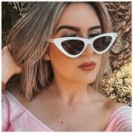 Cat Eye Kadın Kırmızı Güneş Gözlüğü Kedi Gözü Beyaz-Tek Ebat
