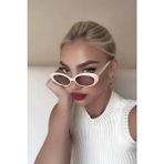 Cat Eye Vintage Model Oval Krem Güneş Gözlüğü - Kahverengi