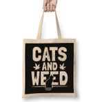 Cat Weed Shirt Cats And Weed Gift Kedi Bez Çanta Uzun Saplı - Açık Bej - 40 X 40