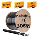 Cat6 305 Metre Makara Dış Ortam 0,57mm Kesit Çift Ceketli Outdoor Kablo