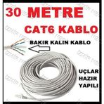 CAT6 Kablo 30 Metre Hazır UÇLARI TAKILI İNTERNET KABLOSU