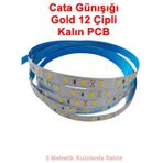 Cata 12V Dc Günışığı 12 Çip Gold İç Mekan Şerit Led 3000K 1Mt 16W Ip20 (Metrede 12 Çipli 60 Led)