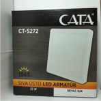 Cata 25W Sıva Üstü LED Armatür Beyaz Işık 6500K CT-5272 Enerji Tasarruflu Kare Şekil