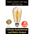 Cata 4 Adet Vintage Spiral Filament Rustik Retro Akkor Led Ampul Yüksek Işıklandırma Lamba Gün Işığı E27