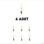 Cata Aygün 7 Watt Şeffaf Kıvrık LED Ampul E14 Duylu 3200K Gün Işığı CT-4064 - 6 Adet