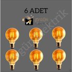 Cata Aygünelektrik CT-4286 6W Rustik LED G90 Glop Ampul E27/ Amberünün - 6 Adet