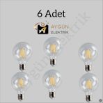 Cata Aygünelektrik CT-4354 6W Şeffaf Küre G95 LED Ampül 3200K Günışığı E27 Duy - 6 Adet