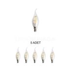 Cata Ct-4064 Edison Led Kıvrık Buji Ampul 7w Günışığı Sarı - 5 Li Paket