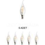 Cata CT-4064 Edison LED Kıvrık Buji Ampul 7W Günışığı (Sarı)- 5'li Paket - Gün Işığı