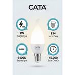 Cata CT-4080 LED Buji Ampul E14 7W 6400K Beyaz Işık 680 Lümen (Kıvrık Uçlu) (İnce Duy)
