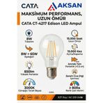 Cata CT-4217 8W E27 LED Filament Ampul – 3000K Günışığı Şeffaf Edison Rustik Aydınlatma ( 1 ADET )