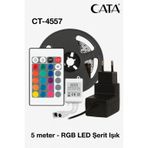 CATA CT-4557 RGB LED Şerit Işık Seti, 5 Metre, Uzaktan Kumandalı, Çok Renkli, Güç Adaptörü Dahil
