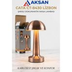 Cata CT-8430 Bronz/Bakır Dokunmatik Şarjlı Masa Lambası 3 Renk Kablosuz Dekoratif Aydınlatma