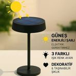 Cata Ct-8450 Dubai Solar Şarjlı Led Masa Lambası Siyah Kasa 3 Renk Ayarlı Dimmerli Masa Lambası