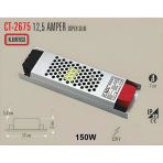 Cata Süper Slim 12V 12.5A Dc Şerit Led Trafosu 150W Ip20 (12 Volt 12 Amper 12Mt Ye Kadar Kullanım İçin Uygundur)