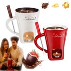 Çatallı Çikolata Fondü Kupası, Seramik Kişisel Peynir Eritme Kupası, Tealight Isıtmalı Tereyağı Isıtıcıları Tencere Seti, Erime Kupası, Şeker Atıştırmalık Karamel Partisi için Isıtıcı Kupa (2 Adet (A+