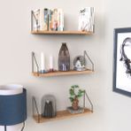 CATCHME Catchme duvar Rafı Kitaplık Mutfak Banyo Yaşam Alanı 3 'lü Set 15 x 55 cm Çam Siyah