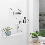 CatchMe Duvar Rafı 3’lü Set Kitaplık Mutfak Banyo Yaşam Alanı Siyah Kol - Beyaz