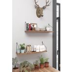 Catchme Duvar Rafı Kitaplık Mutfak Banyo Yaşam Alanı 20 X 70 Cm 2 Adet Atlantik Çam Siyah Kollu