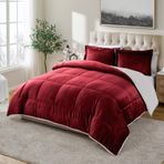 Cathay Home King Yorgan Seti: Ultra Yumuşak ve Peluş Ters Çevrilebilir Mikro Vizon ve Sherpa 3 Parça Yatak Takımı, Şarap Rengi, King (259 cm x 228 cm)