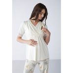 Catherine's Hamile Pijama Takımı Yumuşak Dokulu Örme Kumaş ve Standart Boy ile Konforlu - Beyaz - 2XL