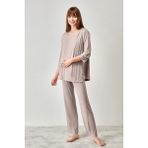 Catherine's Yumuşak Dokulu Hamile Pijama Takımı - Vizon - XL