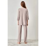 Catherine's Yumuşak Dokulu Hamile Pijama Takımı - Vizon