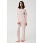 Catherine's Yumuşak Dokulu Uzun Kol Kadın Pijama Takım 2816 - Somon - XL