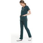 Çatı Medikal Koyu Yeşil Ultralycra V Yaka Hemşire Doktor Forma Takımı XS Beden Konforlu ve Ergonomik
