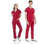 Çatı Medikal Ultralycra Basic - Doktor Hemşire Forma Takımı Unisex Kırmızı - XL