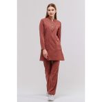 Çatı Uniform Happiness Modest - Likralı Doktor Hemşire Tesettür Forma Takımı, Bisküvi - Kiremit