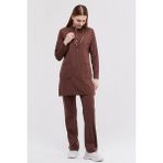 Çatı Uniform Happiness Modest - Likralı Doktor Hemşire Tesettür Forma Takımı, Çikolata Kahve - Kahverengi - XL