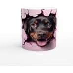 Çatlaktan Bakan Rottweiler Temalı Baskılı Kupa Bardak - Renkli