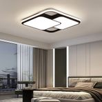 Catluz 50X50 CM Siyah 2'li Kare Led Tavan Lambası Avize Modern Aydınlatma 3 Işık Rengi Kumandalı Siyah