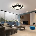 Catluz Işık Karesi 3 Işık Renkli Kumandalı Dimli 50x50cm Tavan Lambası,modern LED Aydınlatma - 1 - Siyah