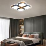 Catluz Kare Antrasit Ahşaplı 3 Işık Renkli Kumandalı Dimli 50x50cm LED Tavan Lambası,modern Aydınlatma - 1