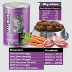 Catplus Pate Içinder Et Parçacıklı Kuzu Etli ve Havuçlu Yetişkin Kedi Konserve Yaş Mama 395 gr x 24 Adet - 3,5 kg