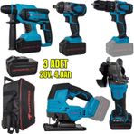 Catpower CAT4150 Kömürsüz Akülü Set Darbeli Vidalama + Kırıcı-delici + Avuç Taşlama + Somun Sıkma + Dekupaj Makinesi