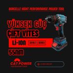 Catpower E1010 Çift Vitesli 20V Şarjlı Matkap Hızlı Şarjlı 55NM Tork Kömürsüz Motor