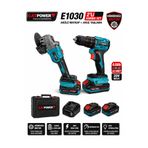 CATPOWER EL ALETLERİ Catpower E1030 Kömürsüz Li-on Akülü 2 li Kombo Set - Matkap ve Avuç Taşlama 20 V 4.0Ah + 2