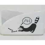 Cats Porselen Peçetelik, Happy Cats Temalı, Siyah-Beyaz, 12,5 x 7 cm