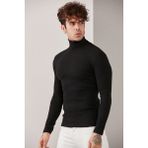 Catspy Erkek Siyah Lycra Boğazlı Kazak - 53S-Siyah