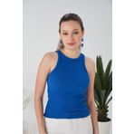 CATSPY Saks Mavisi Fitted/Vücuda Oturan Fitilli Esnek Örme Bluz