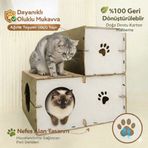 CATSSLE Kedi Oyun Evi ve Tüneli Modüler 2 Katlı Karton