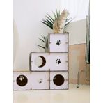 Catssle Kedi Oyun Evi ve Tüneli Modüler 3 Katlı Karton - Beyaz