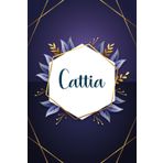Cattia: Taccuino personalizzato con il nome Cattia | Regalo di compleanno per moglie, mamma, sorella, figlia ... | Foglie blu | 110 pagine a righe, Piccolo formato 6x9 pollici (15,24 x 22,86 cm)