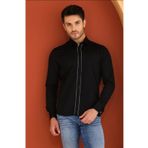 Catto Peak Damatlık Siyah Double Manşet Özel Kol Düğmeli Slim Fit Dar Kesim Erkek Gömlek
