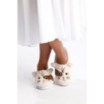 Caty Peluş Kadın Ev Terliği - Ekru